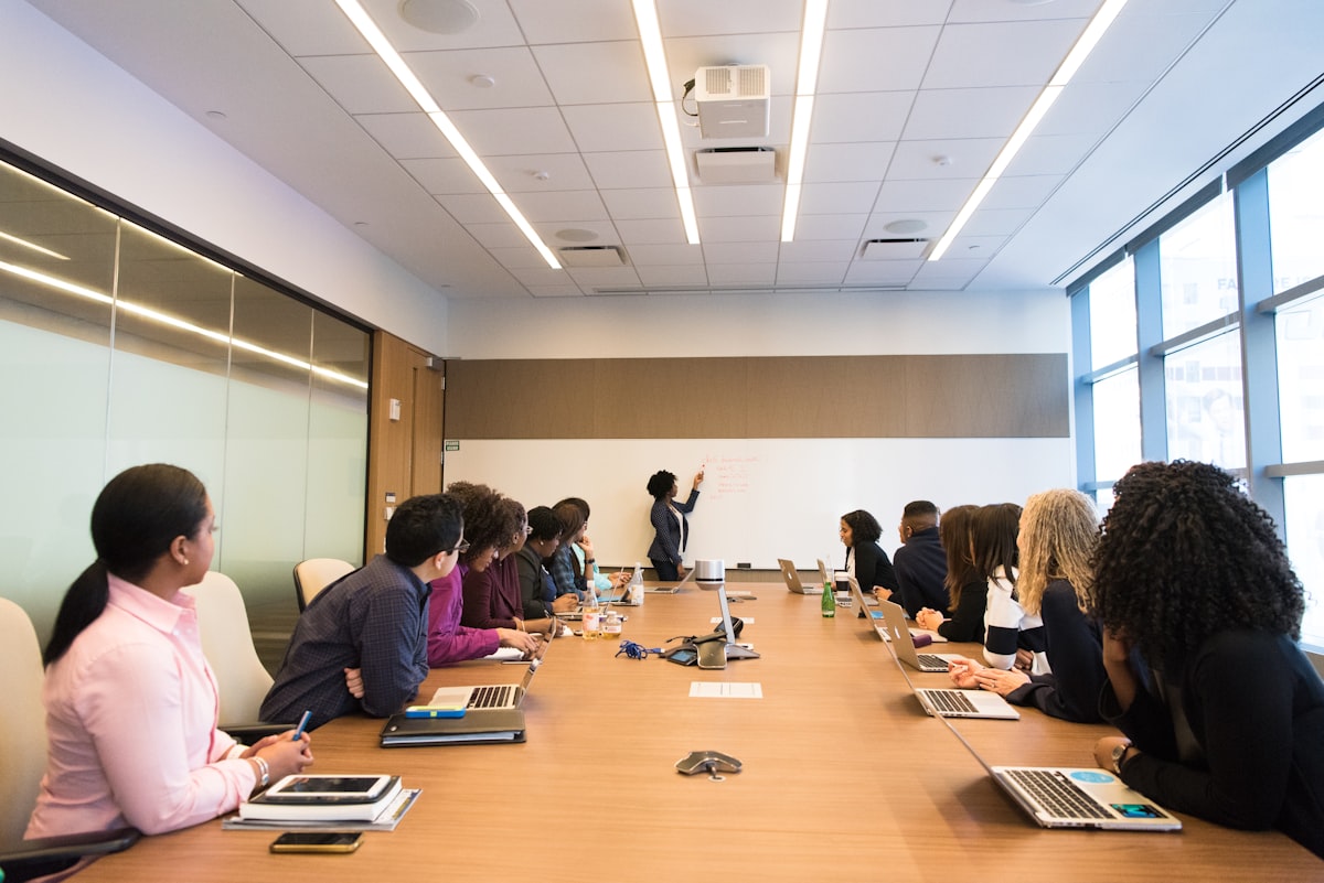 Professional team in a client meeting